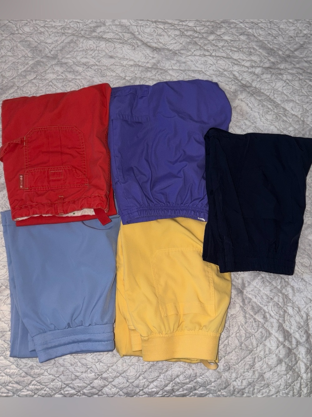 Colorful Mixed Scrub Pants - Navy, Light Blue, Red, Yellow, Purple